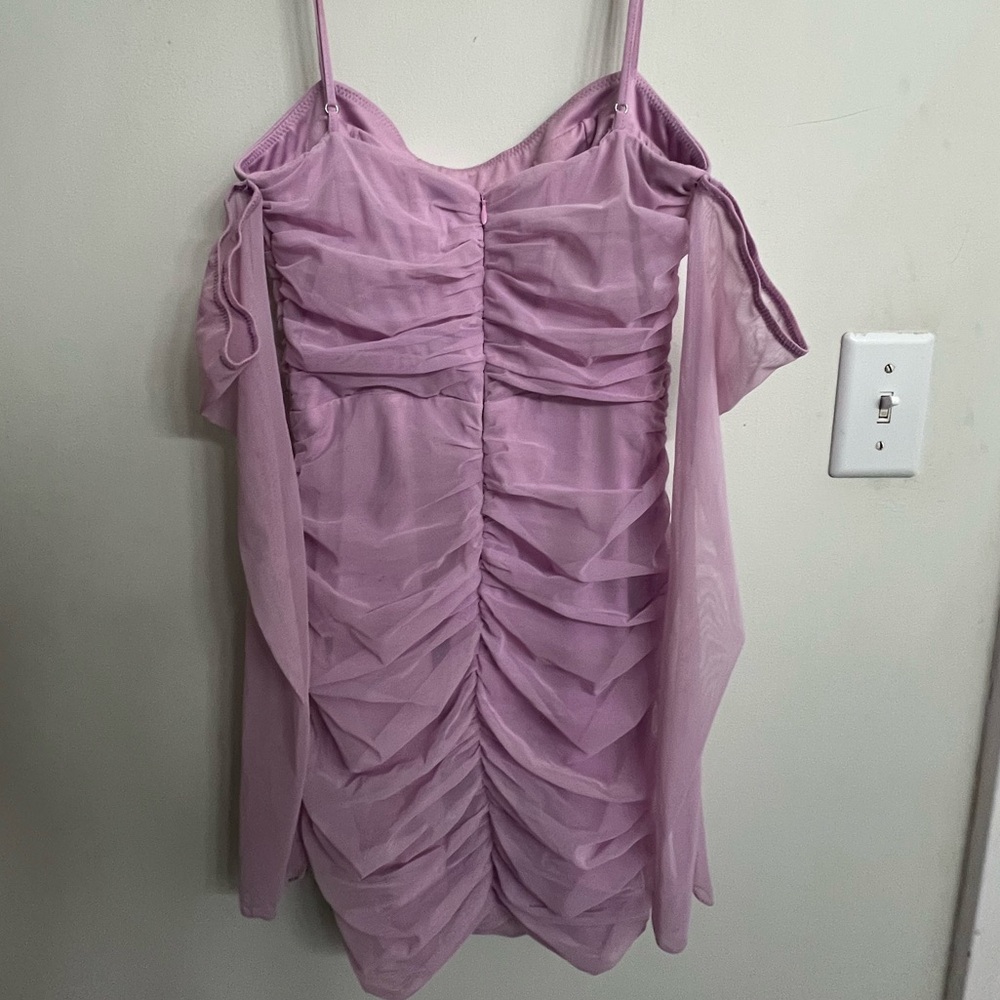Oh Polly Honor Off The Shoulder Mini Dress in pink. - Picture 8 of 10
